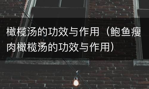 橄榄汤的功效与作用（鲍鱼瘦肉橄榄汤的功效与作用）