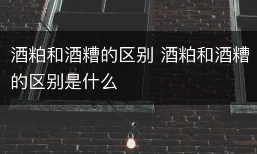 酒粕和酒糟的区别 酒粕和酒糟的区别是什么