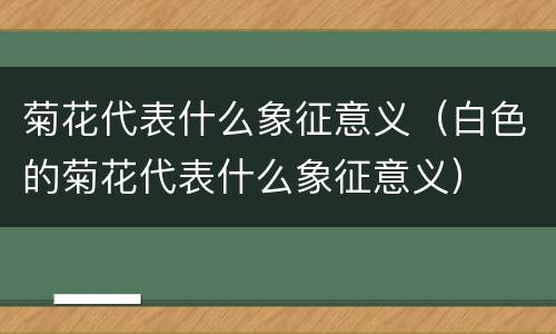 菊花代表什么象征意义（白色的菊花代表什么象征意义）