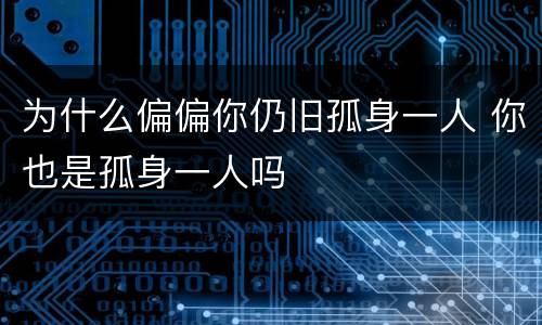 为什么偏偏你仍旧孤身一人 你也是孤身一人吗