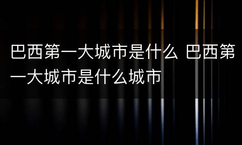 巴西第一大城市是什么 巴西第一大城市是什么城市