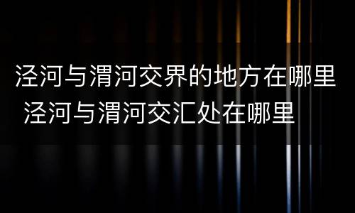 泾河与渭河交界的地方在哪里 泾河与渭河交汇处在哪里