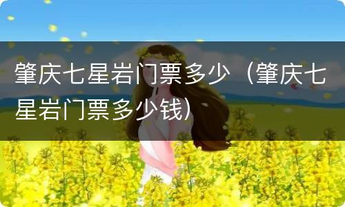 肇庆七星岩门票多少（肇庆七星岩门票多少钱）