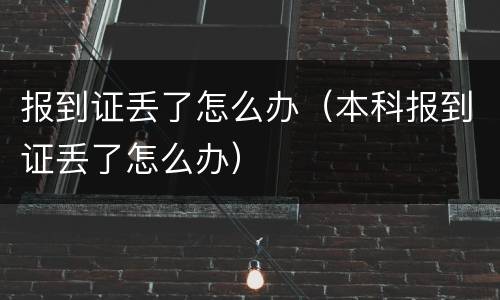 报到证丢了怎么办（本科报到证丢了怎么办）