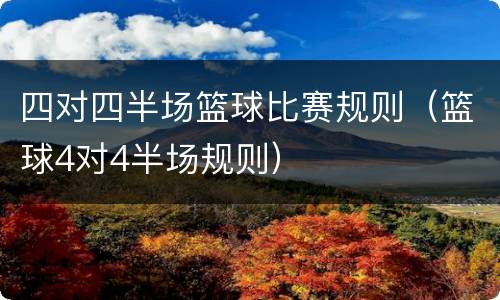 四对四半场篮球比赛规则（篮球4对4半场规则）