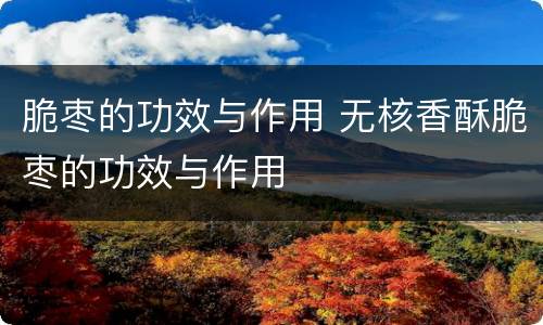 脆枣的功效与作用 无核香酥脆枣的功效与作用