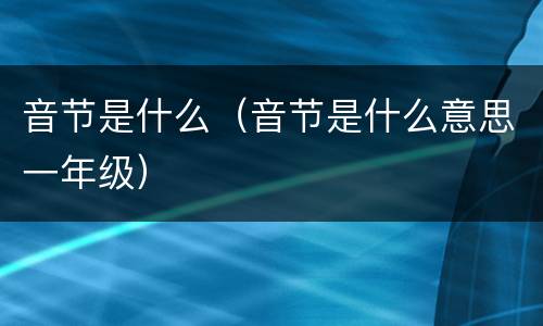音节是什么（音节是什么意思一年级）