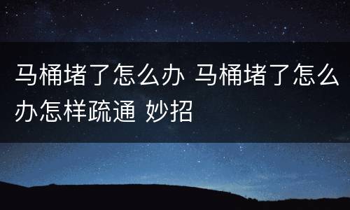 马桶堵了怎么办 马桶堵了怎么办怎样疏通 妙招