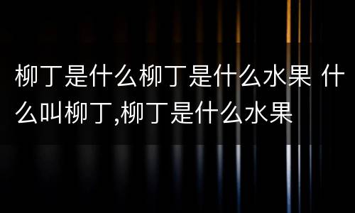 柳丁是什么柳丁是什么水果 什么叫柳丁,柳丁是什么水果
