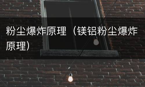 粉尘爆炸原理（镁铝粉尘爆炸原理）