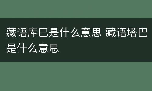藏语库巴是什么意思 藏语塔巴是什么意思