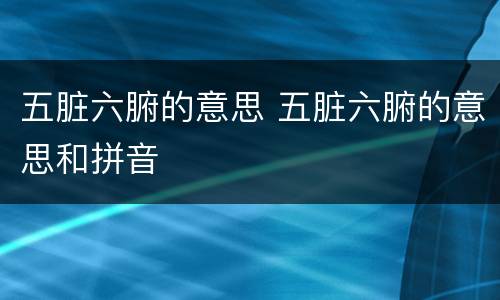 五脏六腑的意思 五脏六腑的意思和拼音