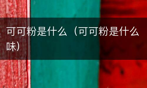 可可粉是什么（可可粉是什么味）
