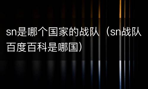 sn是哪个国家的战队（sn战队百度百科是哪国）