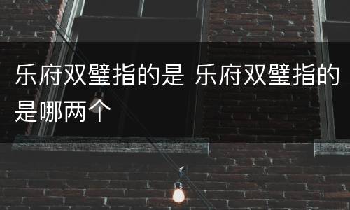 乐府双璧指的是 乐府双璧指的是哪两个
