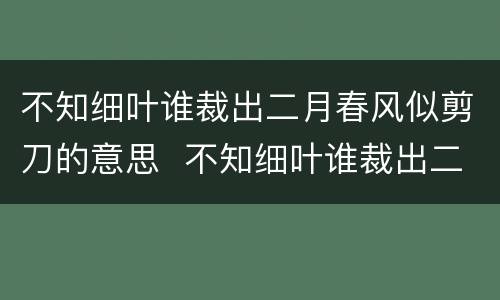 不知细叶谁裁出二月春风似剪刀的意思  不知细叶谁裁出二月春风似剪刀是什么意思