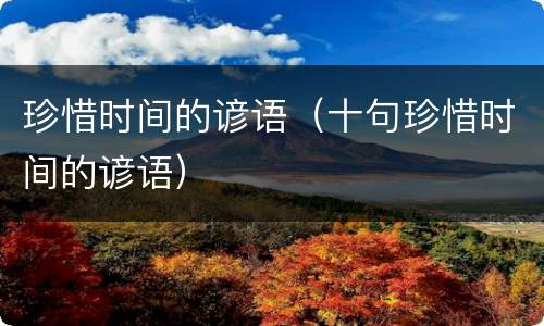 珍惜时间的谚语（十句珍惜时间的谚语）
