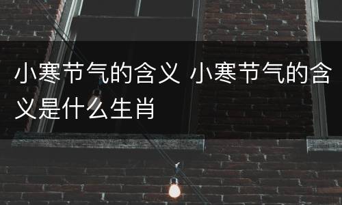 小寒节气的含义 小寒节气的含义是什么生肖