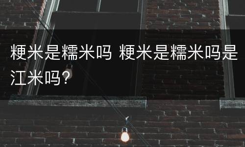 粳米是糯米吗 粳米是糯米吗是江米吗?