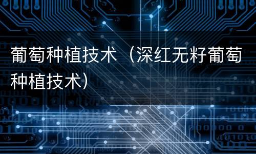 葡萄种植技术（深红无籽葡萄种植技术）