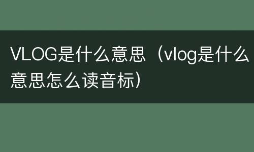 VLOG是什么意思（vlog是什么意思怎么读音标）