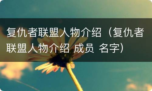 复仇者联盟人物介绍（复仇者联盟人物介绍 成员 名字）