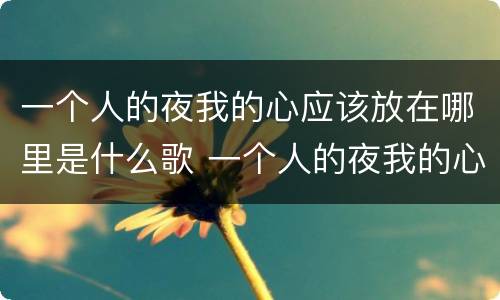 一个人的夜我的心应该放在哪里是什么歌 一个人的夜我的心应该放在哪里的歌名叫什么
