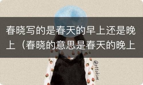 春晓写的是春天的早上还是晚上（春晓的意思是春天的晚上还是春天的早上）