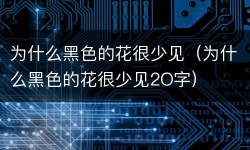 为什么黑色的花很少见（为什么黑色的花很少见2O字）