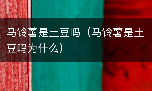 马铃薯是土豆吗（马铃薯是土豆吗为什么）