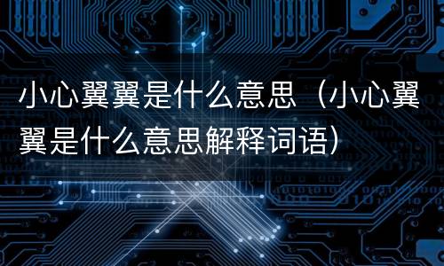 小心翼翼是什么意思（小心翼翼是什么意思解释词语）