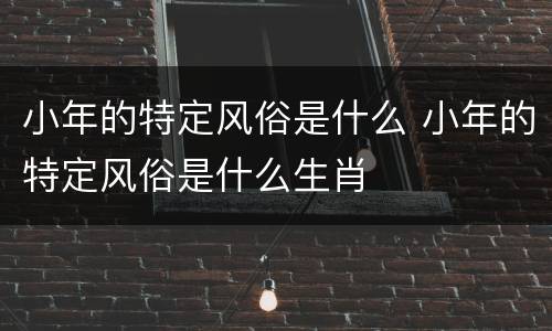 小年的特定风俗是什么 小年的特定风俗是什么生肖
