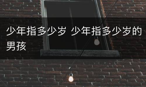少年指多少岁 少年指多少岁的男孩