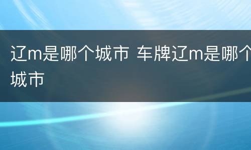 辽m是哪个城市 车牌辽m是哪个城市