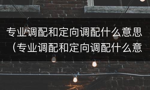 专业调配和定向调配什么意思（专业调配和定向调配什么意思 二者的区别）