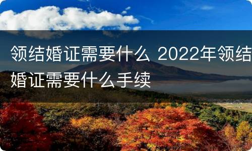 领结婚证需要什么 2022年领结婚证需要什么手续