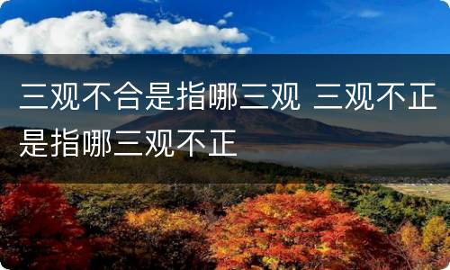 三观不合是指哪三观 三观不正是指哪三观不正