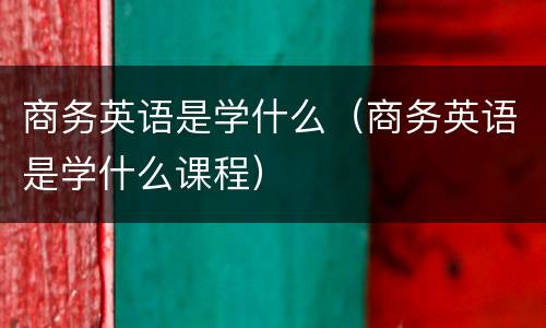 商务英语是学什么（商务英语是学什么课程）