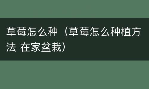 草莓怎么种（草莓怎么种植方法 在家盆栽）