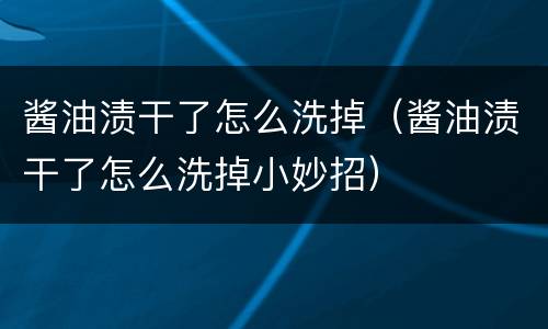酱油渍干了怎么洗掉（酱油渍干了怎么洗掉小妙招）