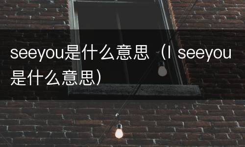 seeyou是什么意思（I seeyou是什么意思）