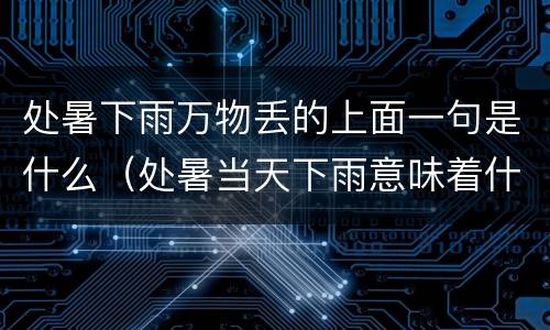 处暑下雨万物丢的上面一句是什么（处暑当天下雨意味着什么）