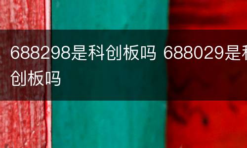 688298是科创板吗 688029是科创板吗
