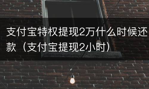 支付宝特权提现2万什么时候还款（支付宝提现2小时）