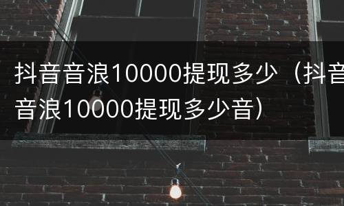 抖音音浪10000提现多少（抖音音浪10000提现多少音）