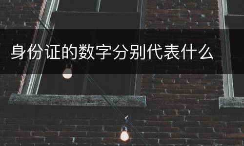 身份证的数字分别代表什么
