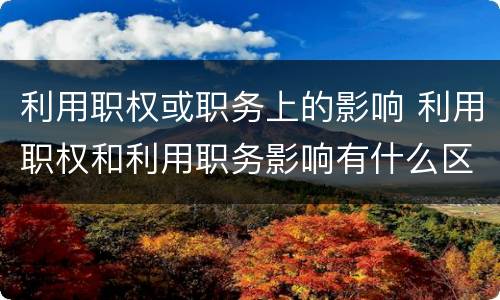 利用职权或职务上的影响 利用职权和利用职务影响有什么区别