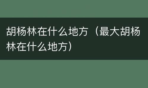 胡杨林在什么地方（最大胡杨林在什么地方）