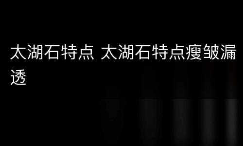 太湖石特点 太湖石特点瘦皱漏透