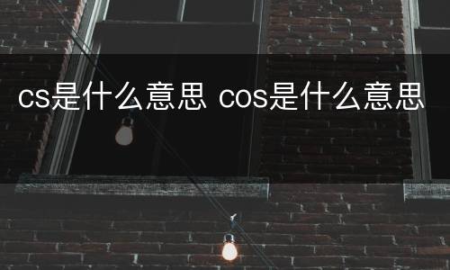 cs是什么意思 cos是什么意思